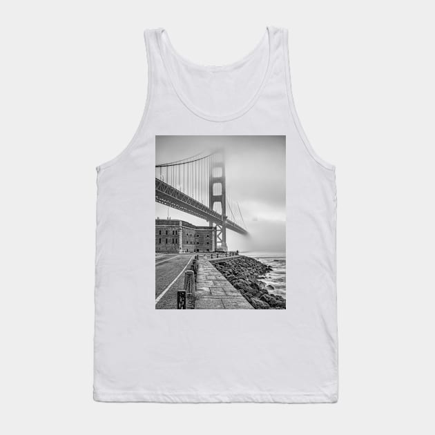 Golden Gate and Fort Point B+W Tank Top by jforno